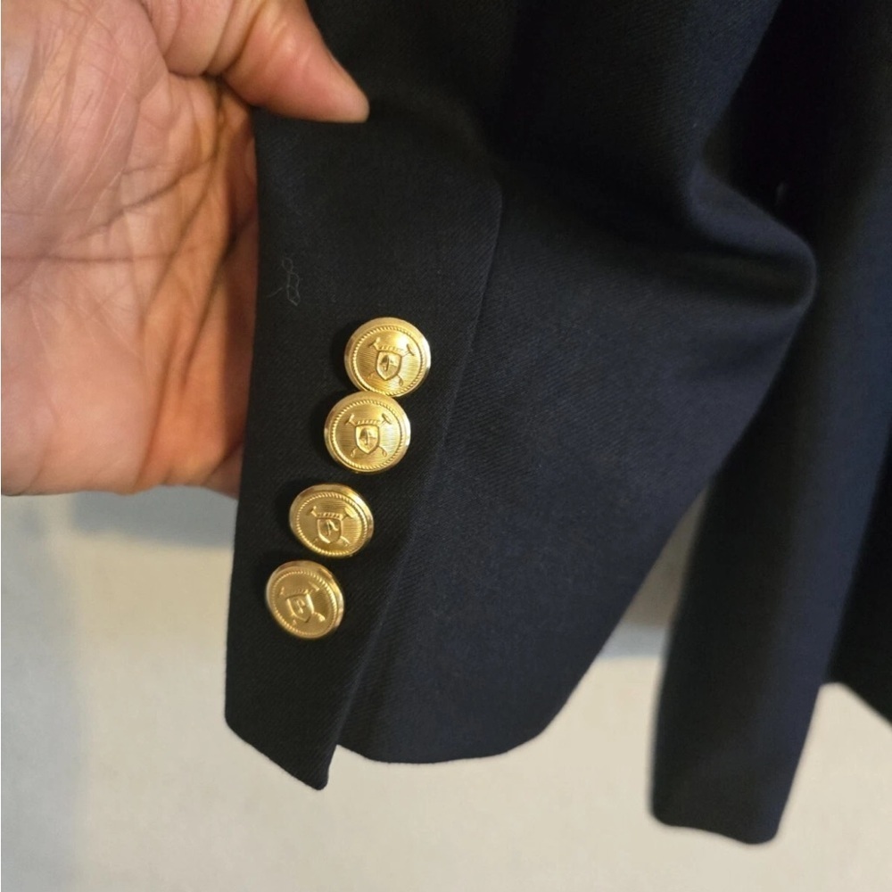 Lauren Ralph Lauren Sports Coat Men 44L Navy Blue Wool Gold Button Career - Picture 14 of 15